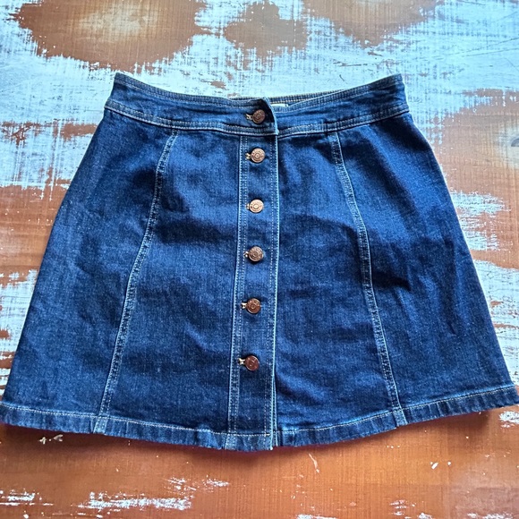Madewell Stretch Denim A-Line Mini Skirt: Button-Front Edition Ret $79.50 Size 6 - Picture 9 of 10